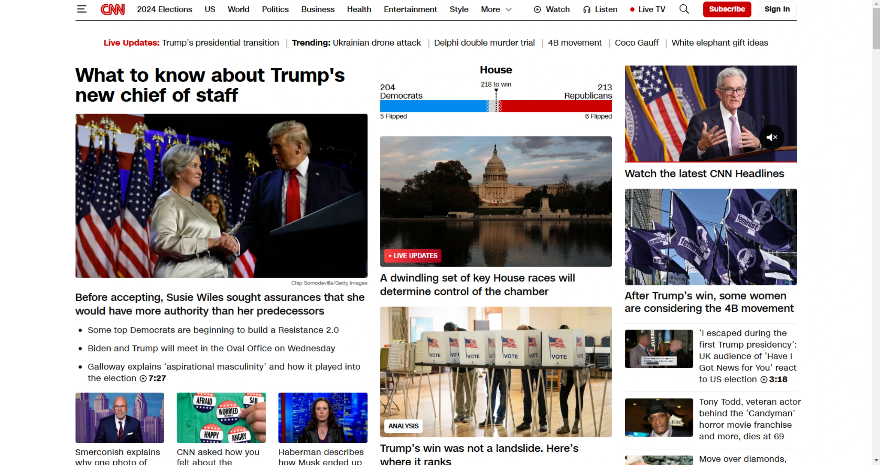 Screenshot of CNN News website main page.