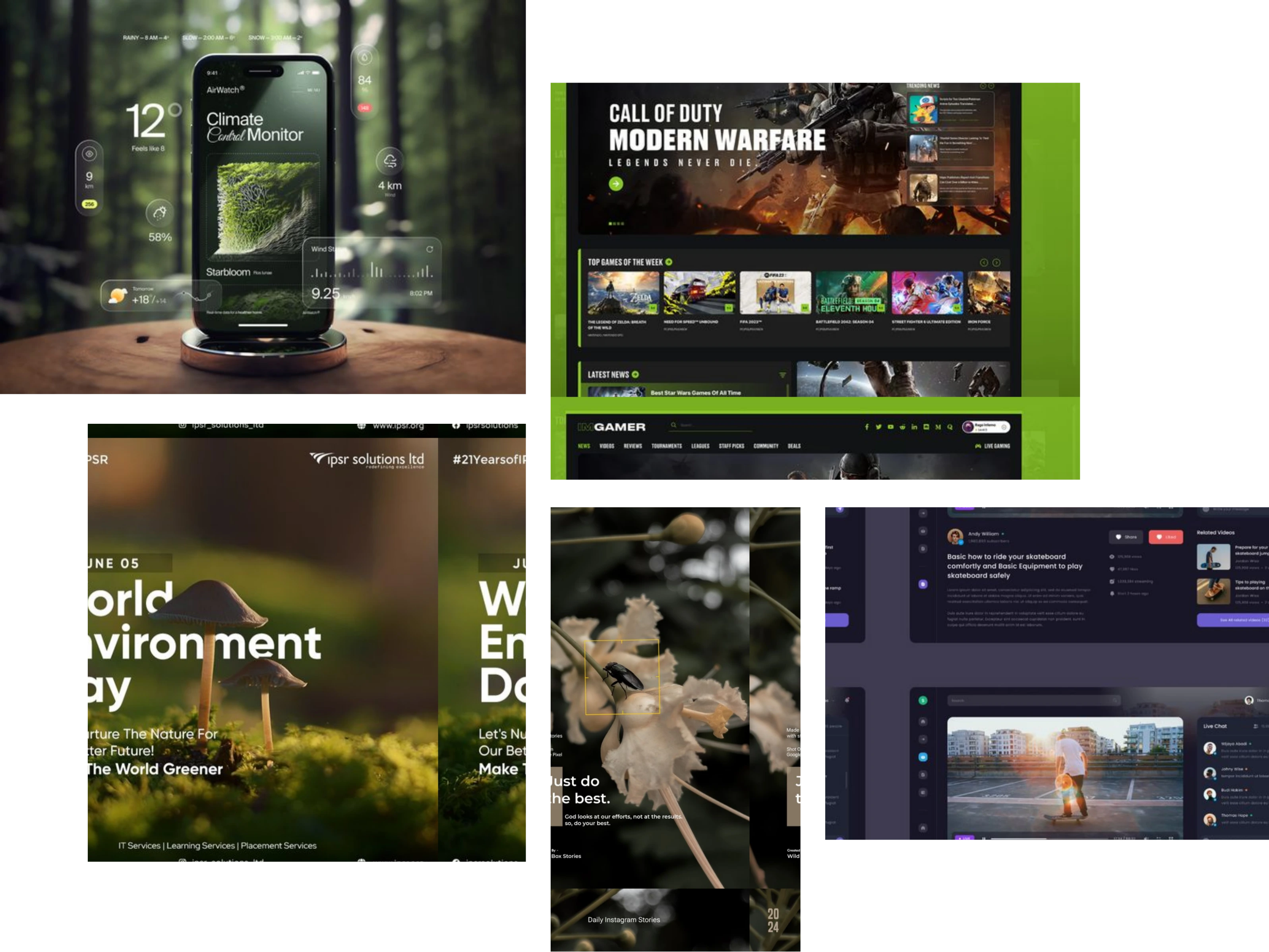 Multiple screenshots of Pinterest inspiration.